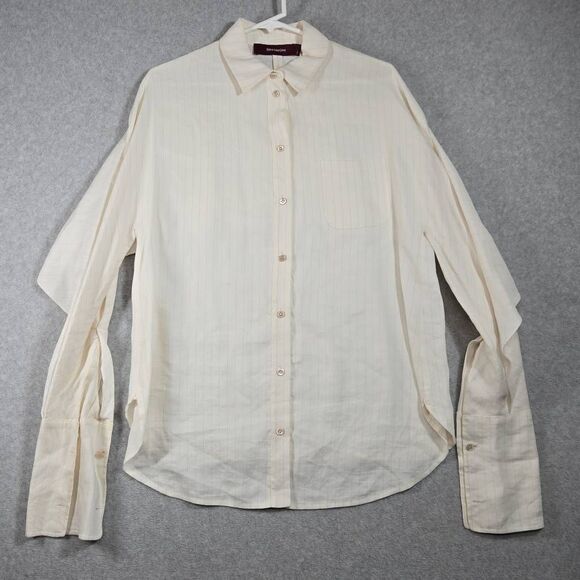 Sies Marjan Linen Stripe Shirt Button Top Long size 6